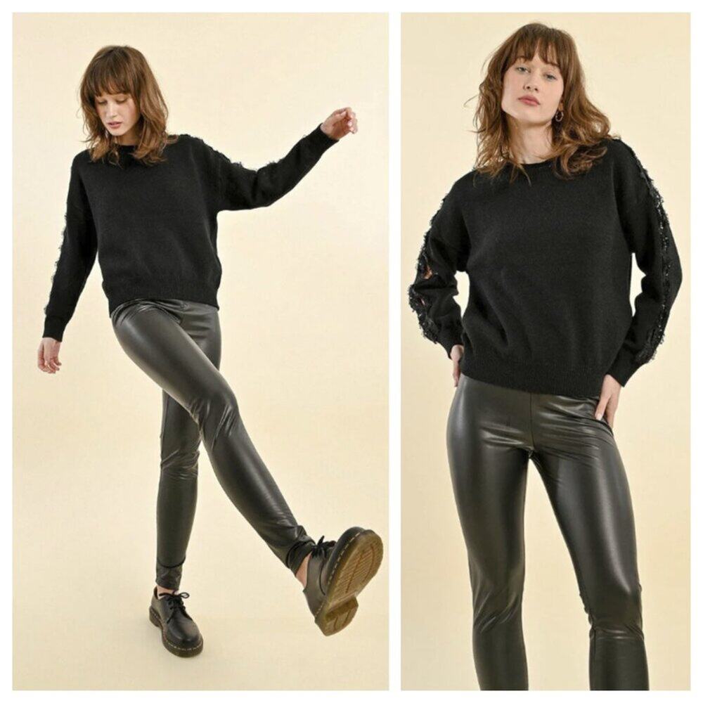 NWT Molly Bracken Women's Donna Faux Leather Legging Black Size L